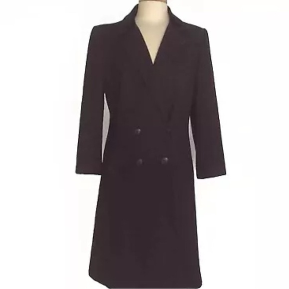 Vintage 90’s USA Talbots Gray Wool Chesterfield Double Breasted Coat Size 8 GUC - Picture 1 of 12